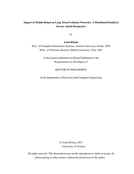 Impact of Mobile Botnet on Long Term Evolution Networks: a Distributed Denial of Service Attack Perspective