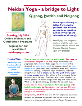 Neidan Yoga - a Bridge to Light Qigong, Jyotish and Neigong