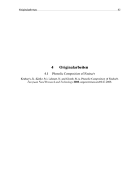 4 Originalarbeiten 4.1 Phenolic Composition of Rhubarb Krafczyk, N.; Kötke, M.; Lehnert, N