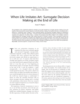 When Life Imitates Art: Surrogate Decision Making at the End of Life