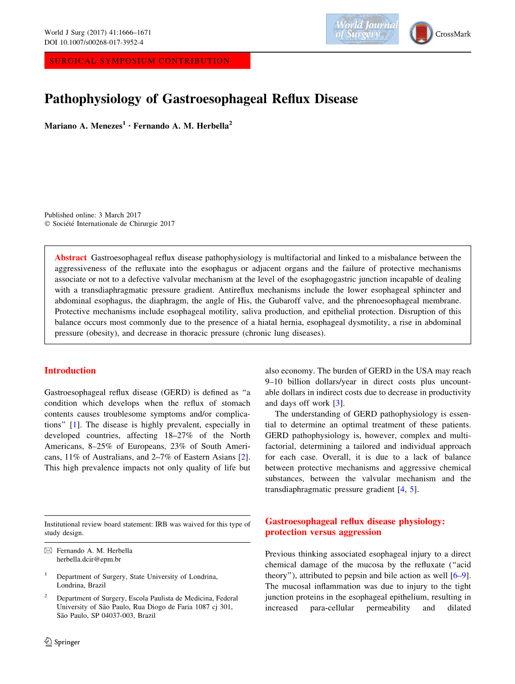Pathophysiology of Gastroesophageal Reflux Disease