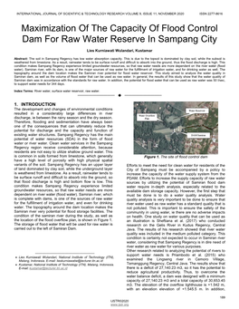 Maximization of the Capacity of Flood Control Dam for Raw Water Reserve in Sampang City