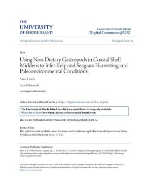 Using Non-Dietary Gastropods in Coastal Shell Middens to Infer Kelp and Seagrass Harvesting and Paleoenvironmental Conditions Amira F