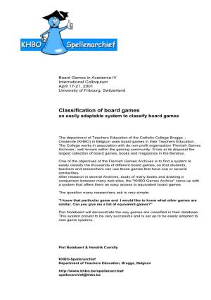 Classification of Boardgames