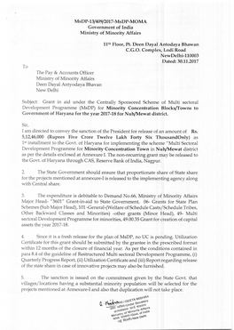 Msdp-13/409/2017-Msdp-MOMA Government of India Ministry of Minority Affairs