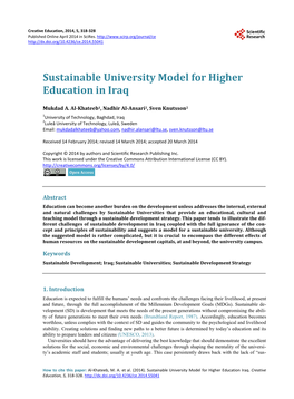 Sustainable University Model for Higher Education in Iraq