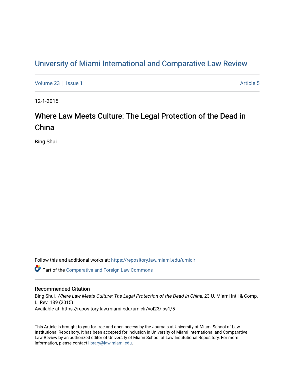 The Legal Protection of the Dead in China