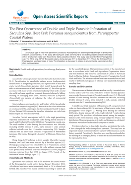 The First Occurrence of Double and Triple Parasitic Infestation of Sacculina Spp