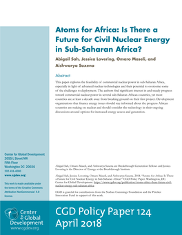 Is There a Future for Civil Nuclear Energy in Sub-Saharan Africa?