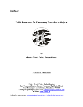 Public Investment for Elementary Education in Gujarat