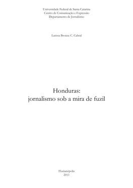 Honduras: Jornalismo Sob a Mira De Fuzil