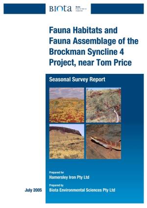 Fauna Habitats and Fauna Assemblage of the Brockman Syncline 4 Project, Near Tom Price