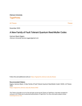 A New Family of Fault Tolerant Quantum Reed-Muller Codes