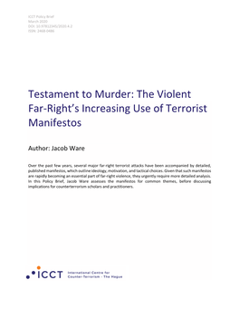 The Violent Far-Right's Increasing Use of Terrorist Manifestos