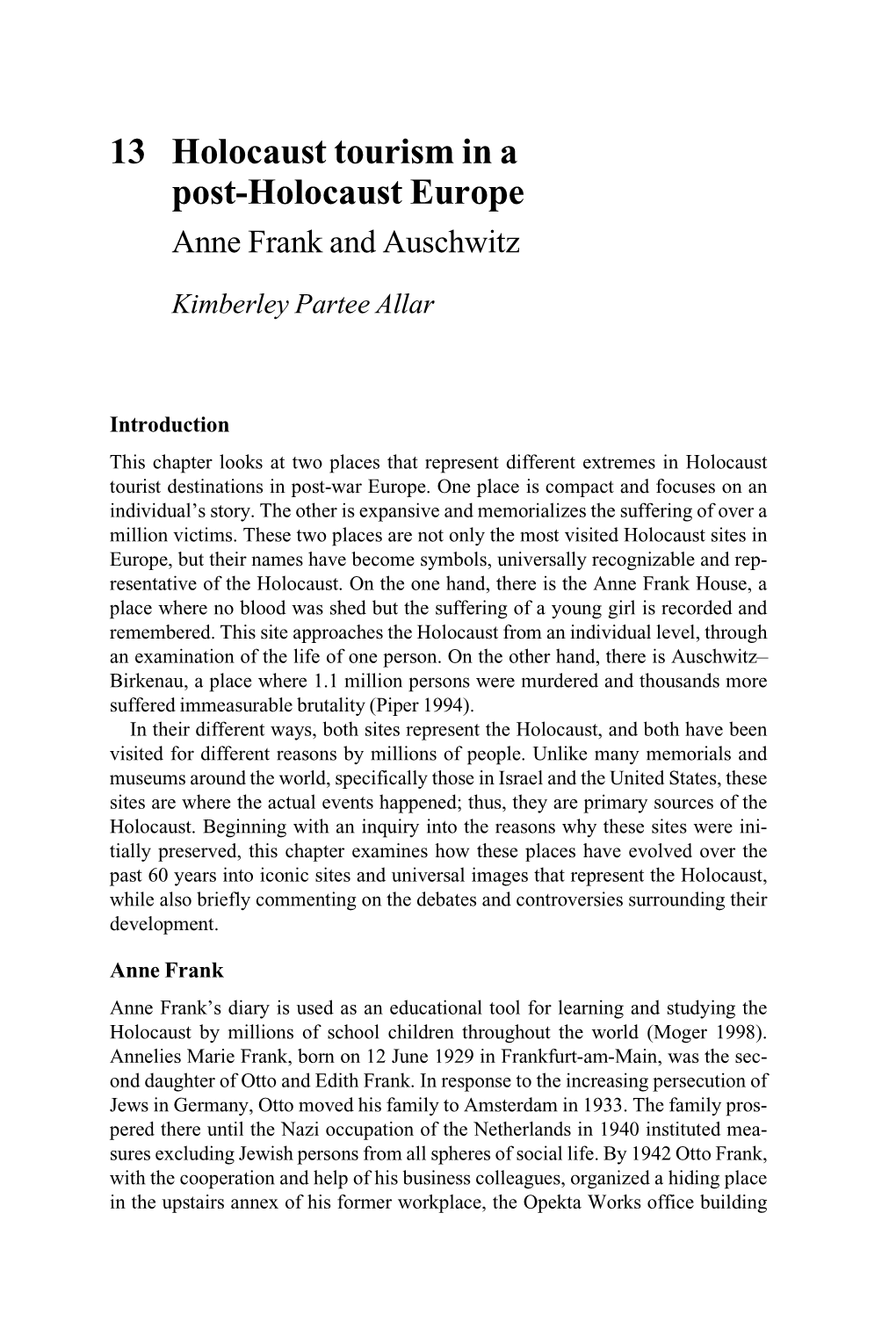 Anne Frank and Auschwitz