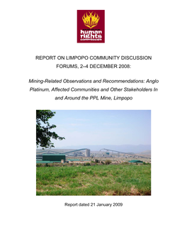 Report on Limpopo Community Discussion Forums, 2–4 December 2008