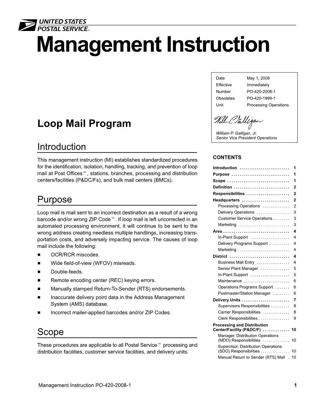 Management Instruction PO-420-2008-1 1 Definitions