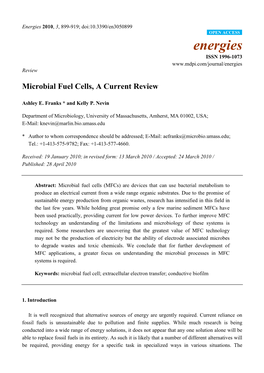 Microbial Fuel Cells, a Current Review