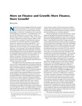 More on Finance and Growth: More Finance, More Growth?