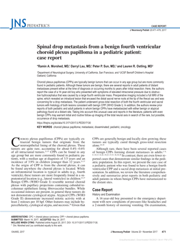 Spinal Drop Metastasis from a Benign Fourth Ventricular Choroid Plexus Papilloma in a Pediatric Patient:Case Report