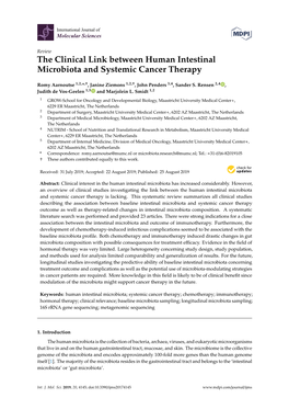 The Clinical Link Between Human Intestinal Microbiota and Systemic Cancer Therapy