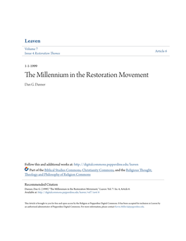 The Millennium in the Restoration Movement