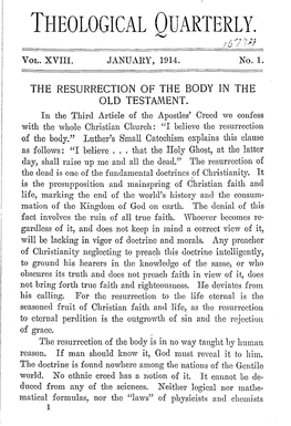 The Resurrection of the Body in the Old Testament