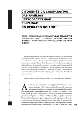 Citogenética Comparativa Das Famílias Leptodactylidae E Hylidae Do