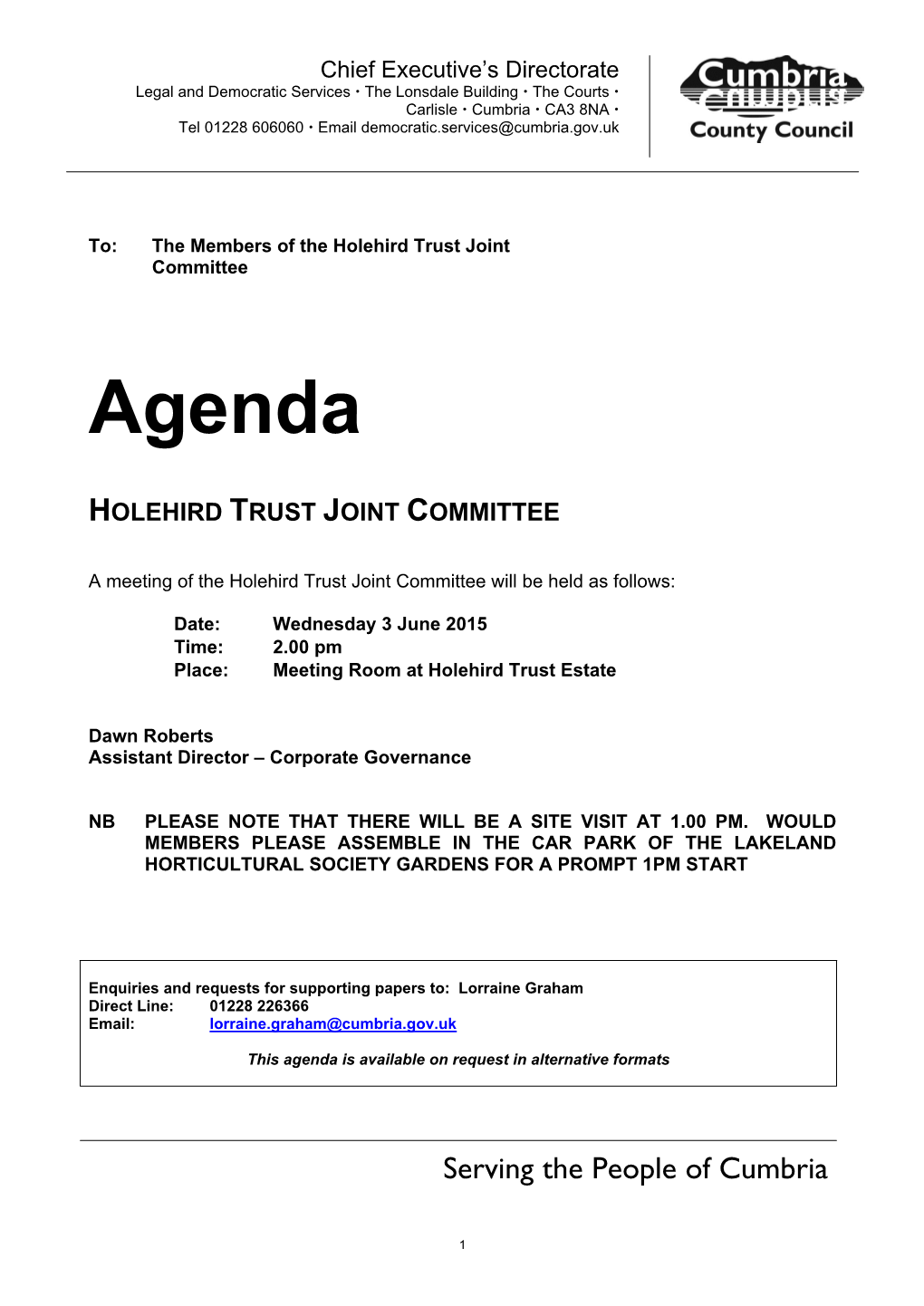 (Public Pack)Agenda Document for Holehird Trust Joint Committee, 03