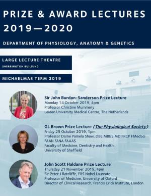 Prize & Award Lectures 2019