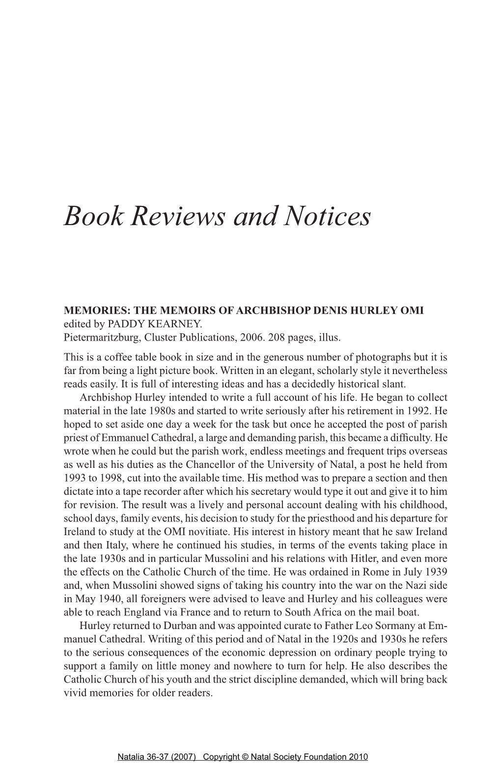 Book Reviews and Notices