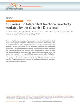 Gs- Versus Golf-Dependent Functional Selectivity Mediated by the Dopamine D1 Receptor