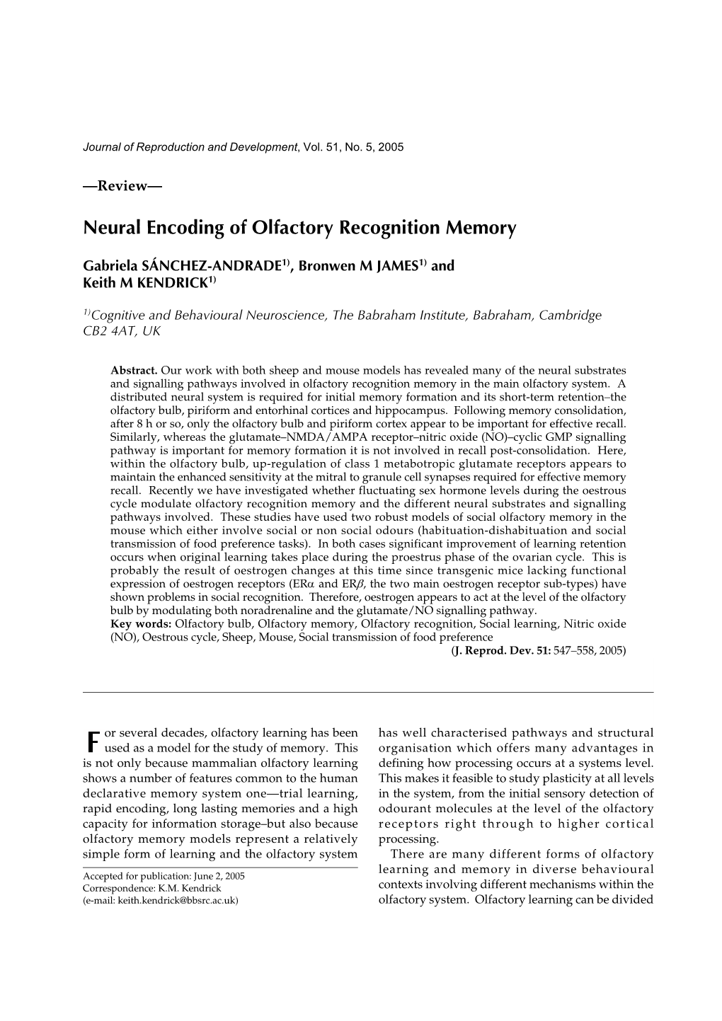 Neural Encoding of Olfactory Recognition Memory