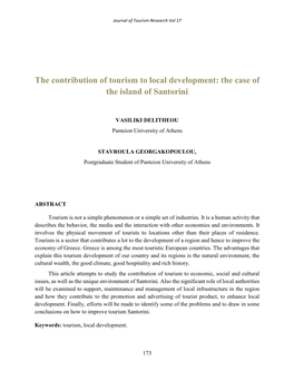 The Contribution of Tourism to Local Development: the Case of the Island of Santorini