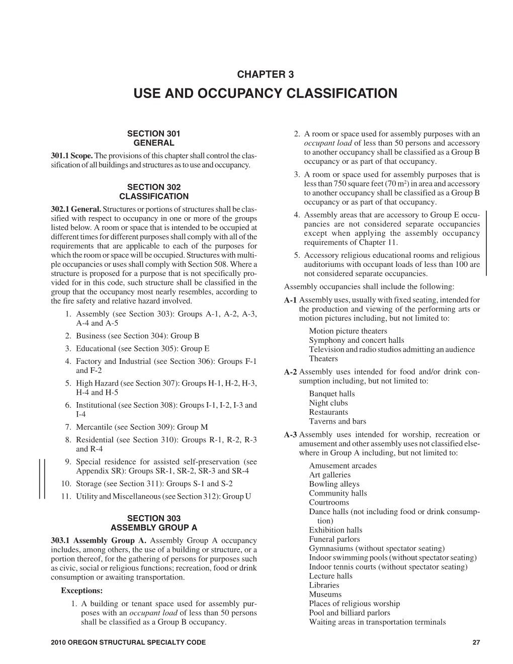 Use and Occupancy Classification