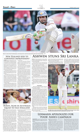 Ashwin Stuns Sri Lanka