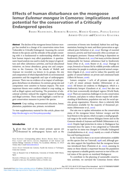 Effects of Human Disturbance on the Mongoose Lemur Eulemur Mongoz in Comoros: Implications and Potential for the Conservation of a Critically Endangered Species