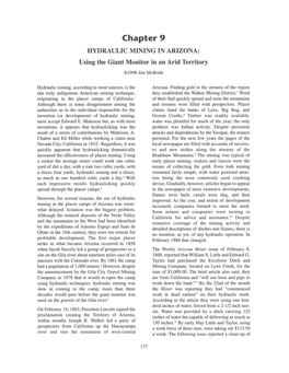 Chapter 9 HYDRAULIC MINING in ARIZONA: Using the Giant Monitor in an Arid Territory