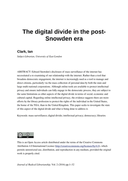 The Digital Divide in the Post-Snowden Era.Pdf
