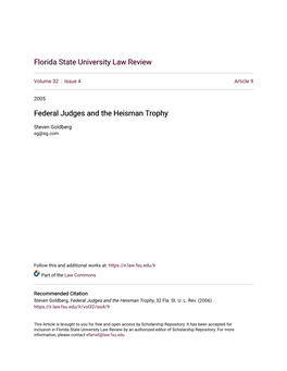 Federal Judges and the Heisman Trophy