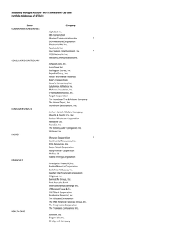 Separately Managed Account - MDT Tax Aware All Cap Core Portfolio Holdings As of 6/30/19