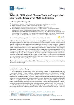 Rebels in Biblical and Chinese Texts: a Comparative † Study on the Interplay of Myth and History