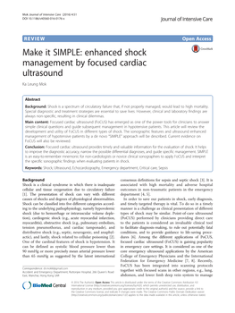 Enhanced Shock Management by Focused Cardiac Ultrasound Ka Leung Mok