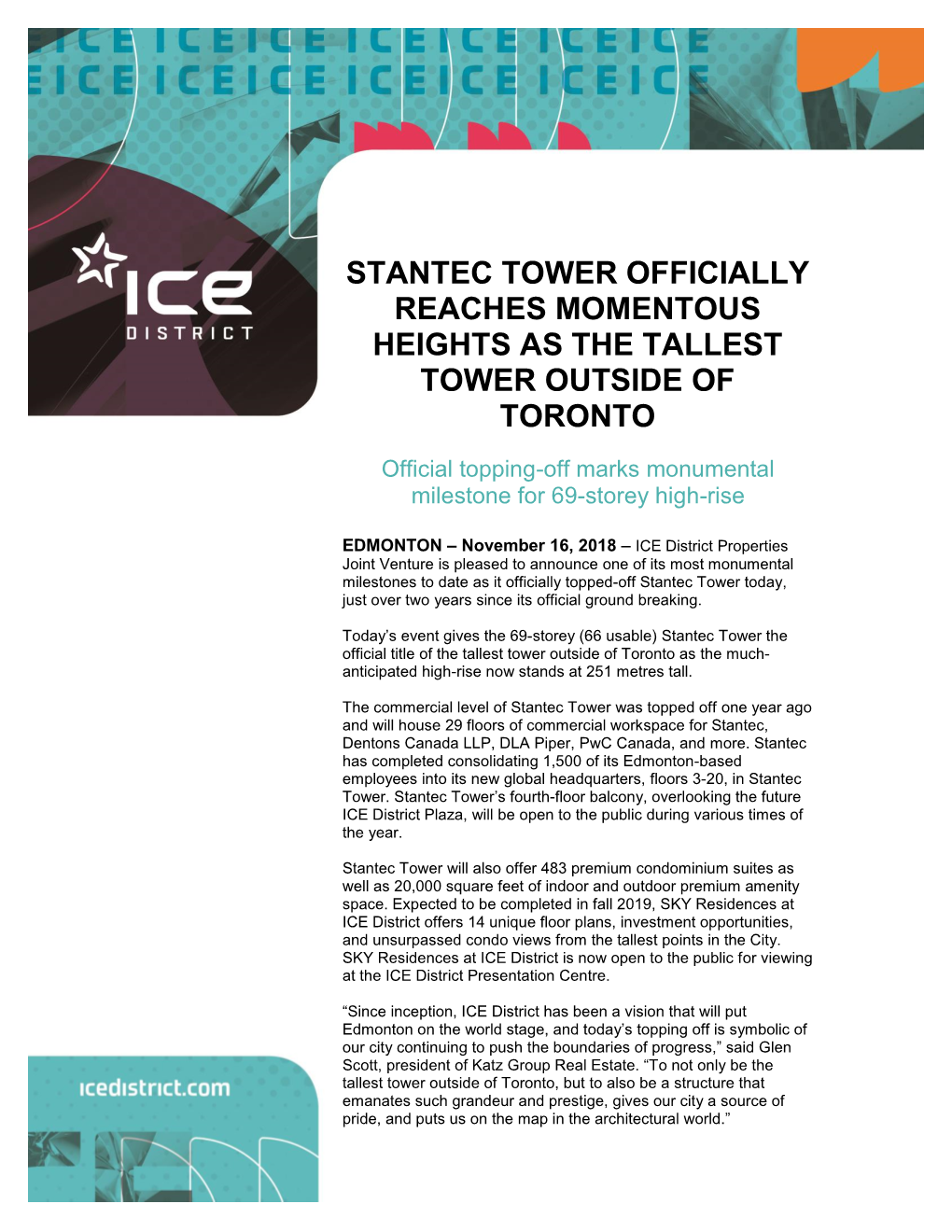 Stantec Tower Officially Reaches Momentous Heights As the Tallest Tower Outside of Toronto