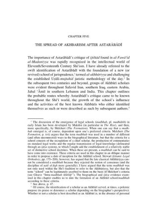 THE SPREAD of AKHBARISM AFTER ASTARÅBÅDÛ The