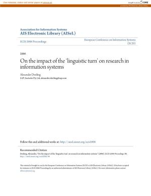 On the Impact of the 'Linguistic Turn' on Research in Information Systems
