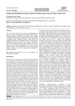 Ecology and Distribution of Huperzia Species in KMTR Region, Western Ghats, Tamil Nadu