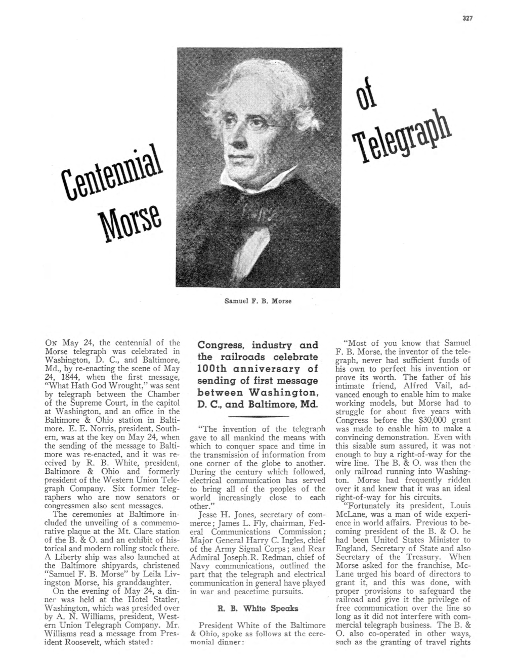 Centennial of Morse Telegraph