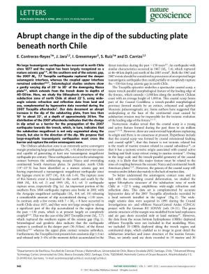 Abrupt Change in the Dip of the Subducting Plate Beneath North Chile E