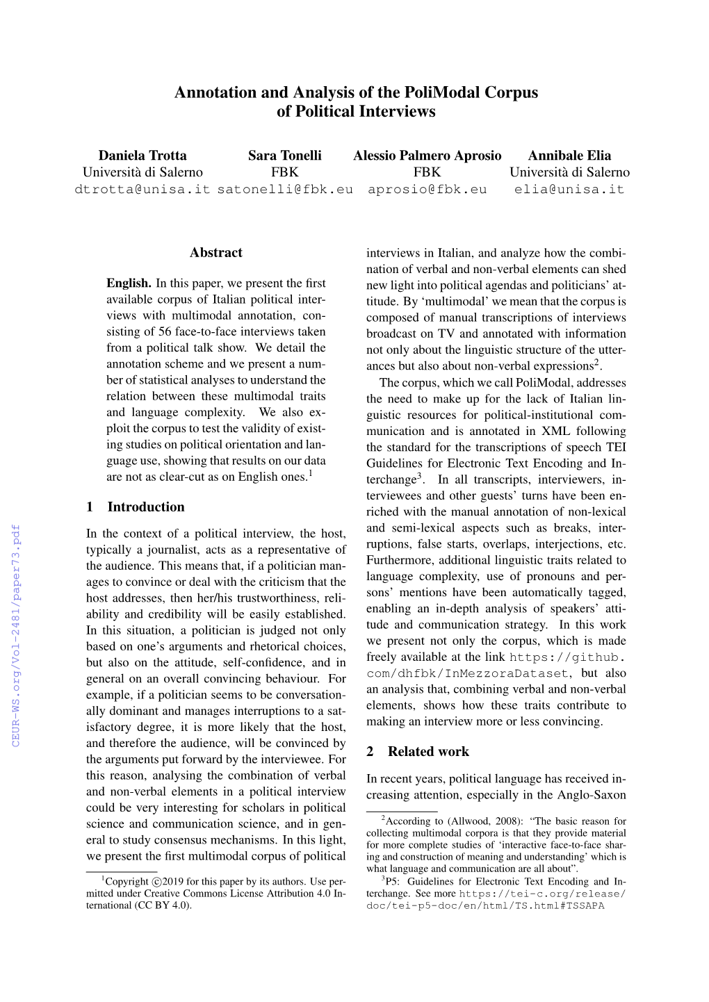 Annotation and Analysis of the Polimodal Corpus of Political Interviews